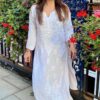 Refreshing Cool White Modal Chikankari Kurta (Plus Size)