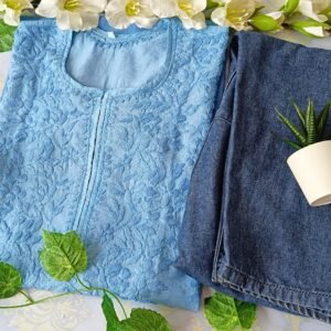 Refreshing Shaded Powder Blue Modal Chikankari Outfit