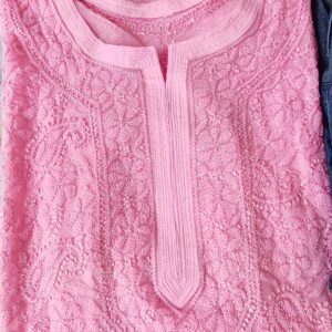 Blooming Blush Pink Kurta With Blue Denim Pants