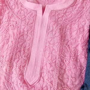 Blooming Blush Pink Kurta With Blue Denim Pants
