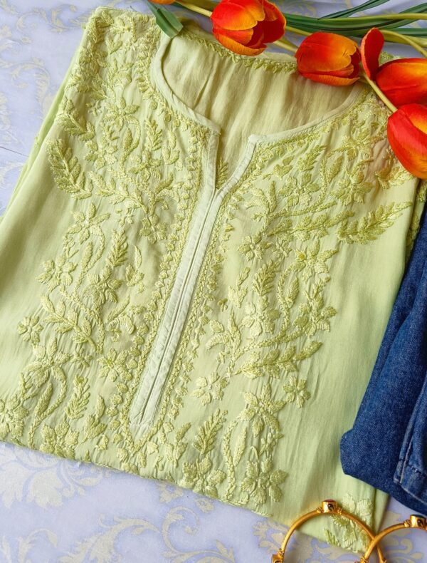 Eye Catching Lime Green Modal Chikankari Outfit