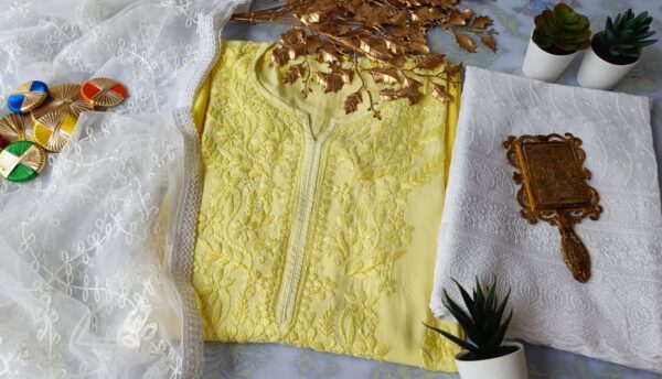 Beaming Daisy Yellow Modal Chikankari Outfit