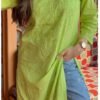 Arresting Lime Green Chikankari Outfit With Denims