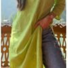 Arresting Lime Green Chikankari Outfit With Denims