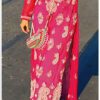 Impressive Mirror Magenta Chikankari Kurta With Blue Denim Pants