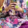 Fantabulous Floral Dark Mauve Designer Kaftan Outfit