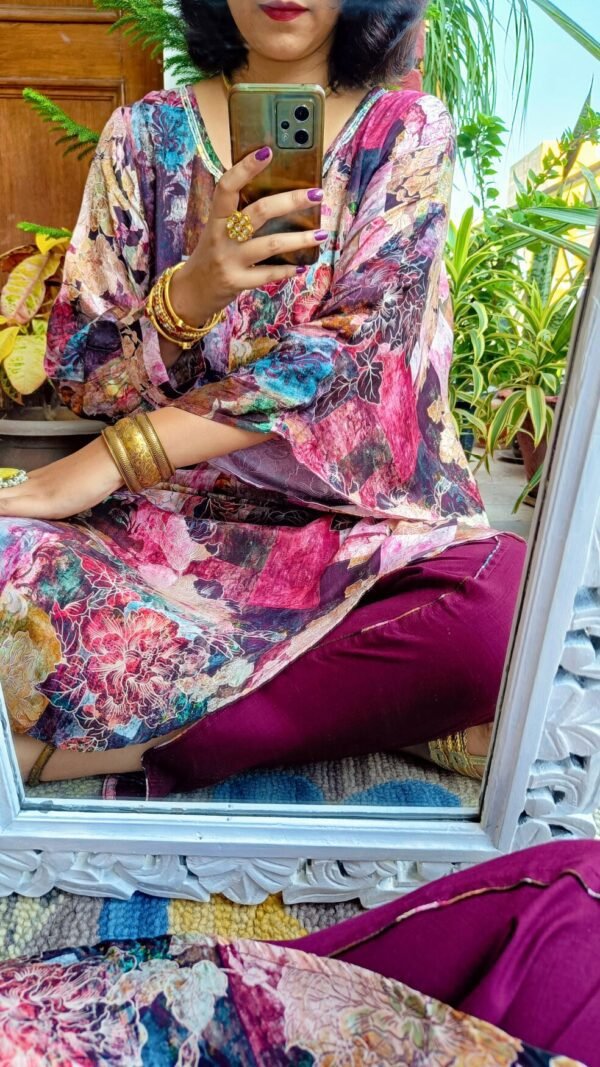 Fantabulous Floral Dark Mauve Designer Kaftan Outfit