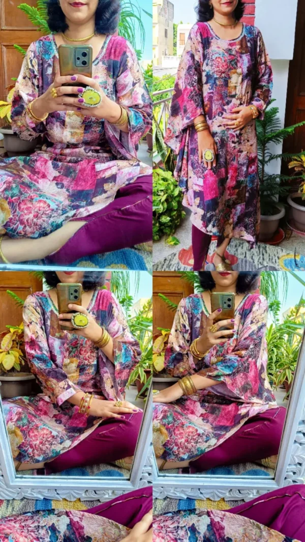 Fantabulous Floral Dark Mauve Designer Kaftan Outfit