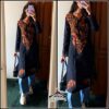 Fashionable Black Multicolor Chikan Kurti With Denims