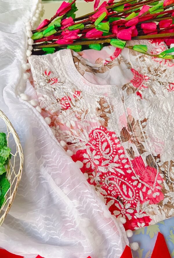 Blossoming Floral Multicolor Chiffon Chikankari Outfit