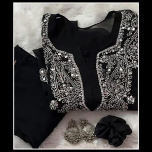 Classy Black Mirror Chiffon Chikankari Outfit