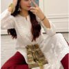 Revitalizing White Red Combo Modal Chikankari Outfit