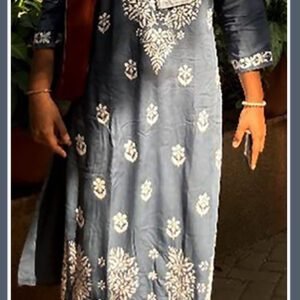 Tempting Slate Grey Modal Chikankari Outfit