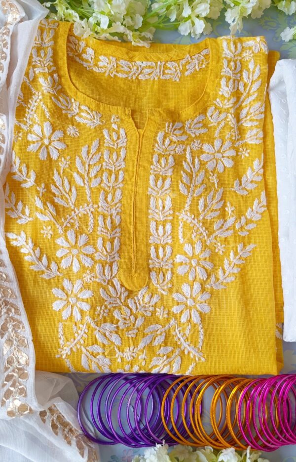 Blazing Yellow Kota Chikankari Outfit