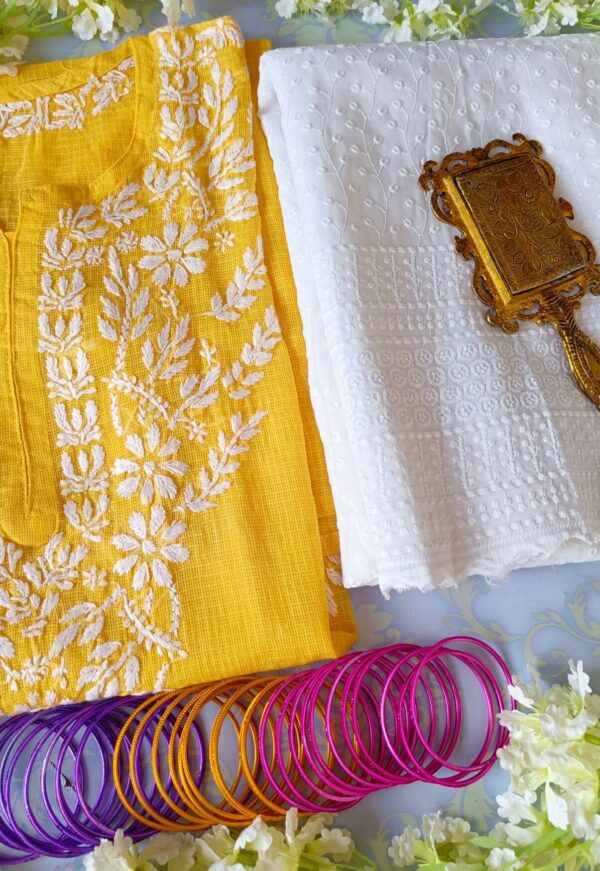 Blazing Yellow Kota Chikankari Outfit