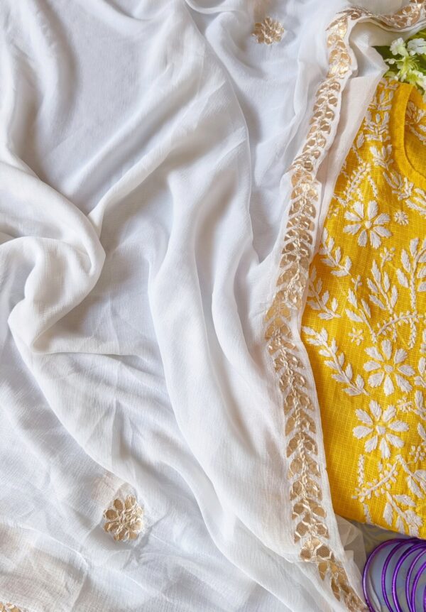 Blazing Yellow Kota Chikankari Outfit