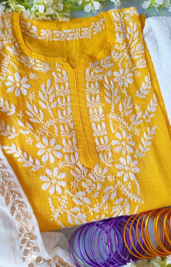 Blazing Yellow Kota Chikankari Outfit