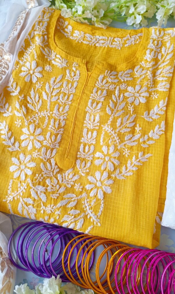 Blazing Yellow Kota Chikankari Outfit