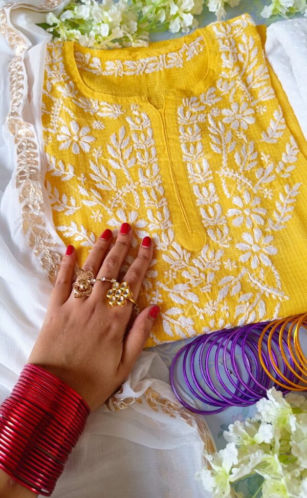 Blazing Yellow Kota Chikankari Outfit