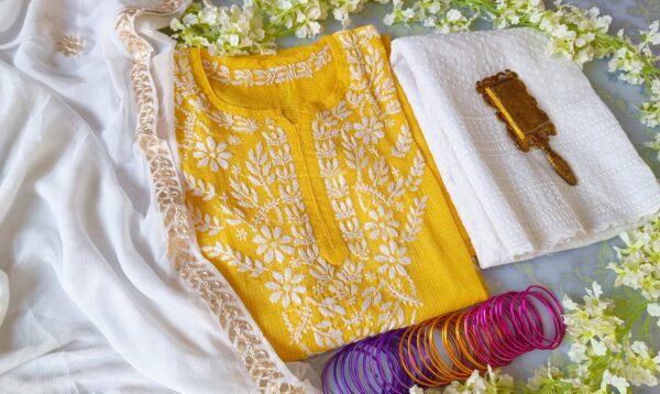 Blazing Yellow Kota Chikankari Outfit