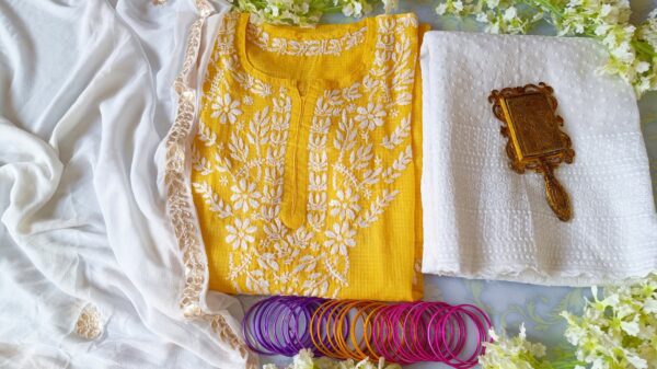 Blazing Yellow Kota Chikankari Outfit