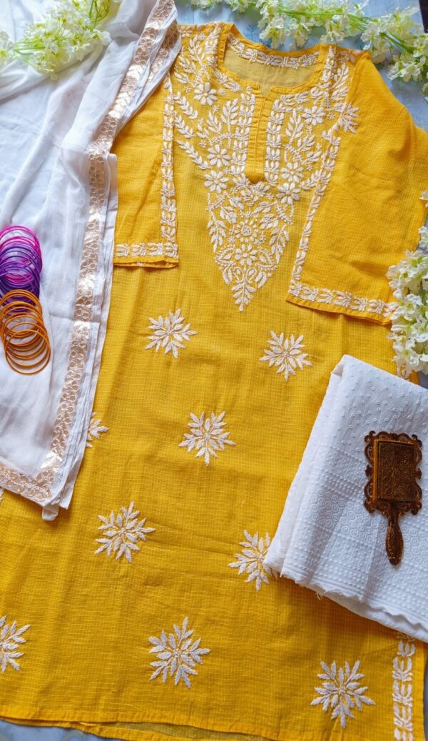 Blazing Yellow Kota Chikankari Outfit