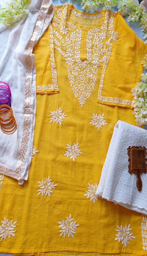 Blazing Yellow Kota Chikankari Outfit