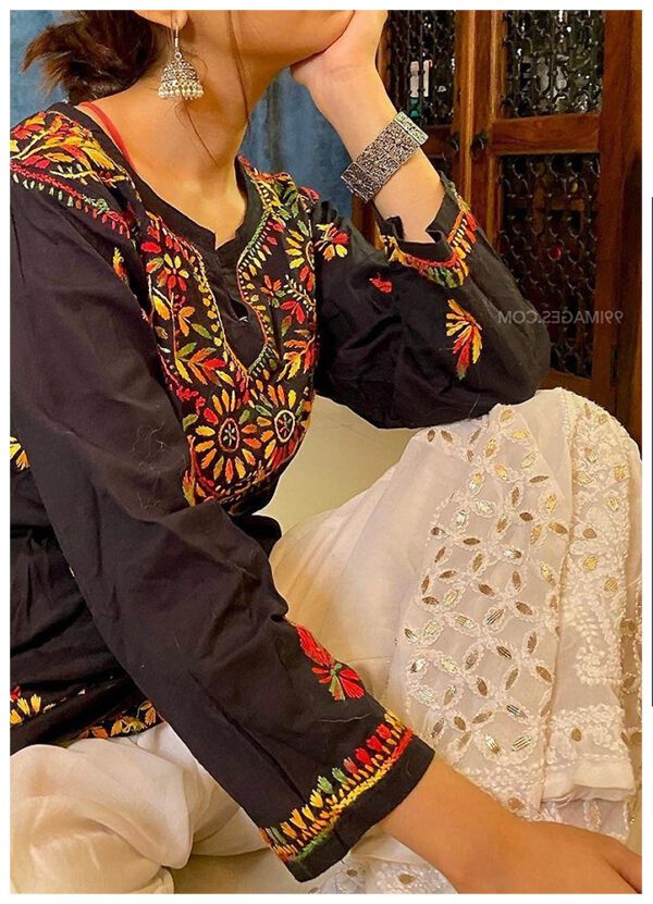 Exquisite Black Multicolor Chikankari Outfit