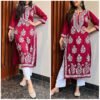 Fabulous Flashy Red Modal Chikankari Outfit