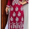 Fabulous Flashy Red Modal Chikankari Outfit