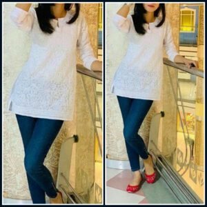 Freshening White Georgette Chikankari Outfit