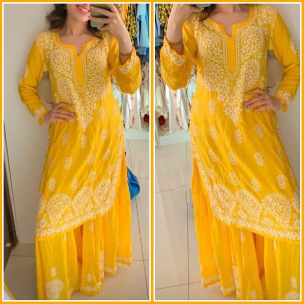 Glaring Yellow Modal Chikankari Outfit