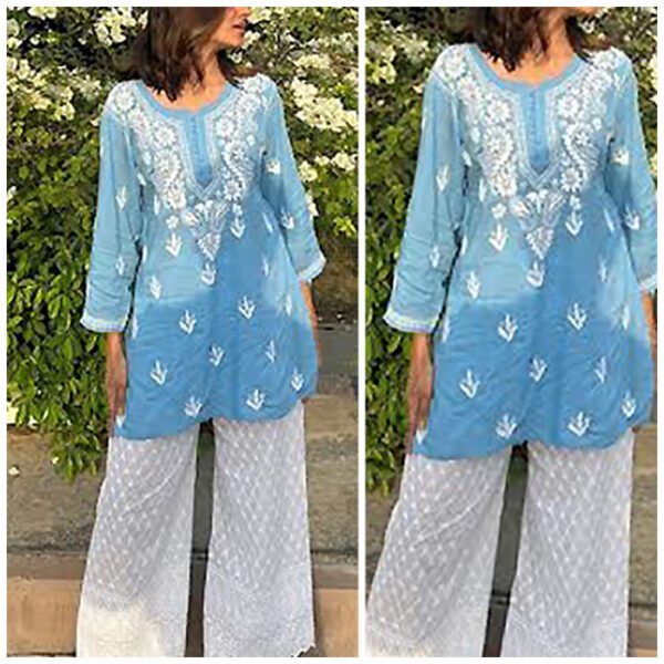 Soothing Powder Blue Modal Chikankari Outfit