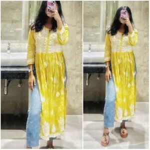 Super Trendy Summer Floral Nyra Cut Chikankari Outfit