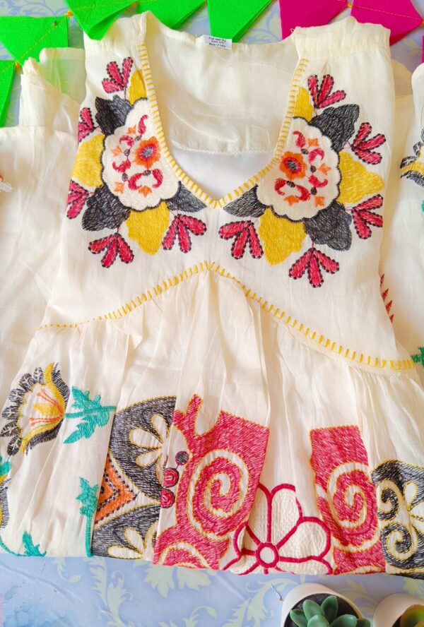 Summer Cool Off White Multi Embroidered Outfit