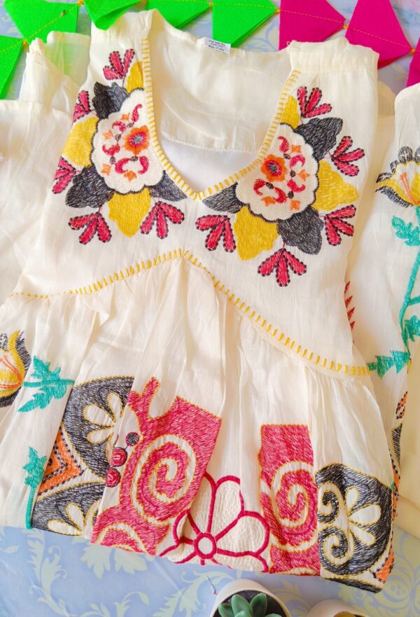 Summer Cool Off White Multi Embroidered Outfit