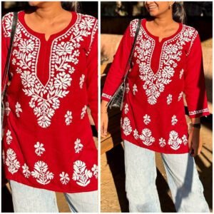 Red Hot Beautiful Modal Chikankari Outfit