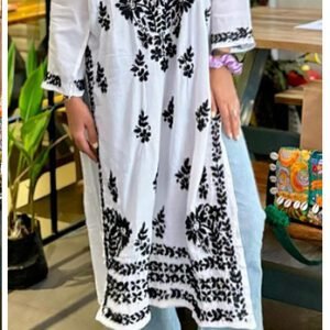 Pretty White Black Cotton Chikankari Outfit