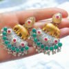 Antique Multistone Elephant Style Tanjore Moti Earrings