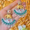 Antique Multistone Elephant Style Tanjore Moti Earrings