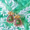 Gorgeous Antique Multistone Moon Style Tanjore Elephant Earrings