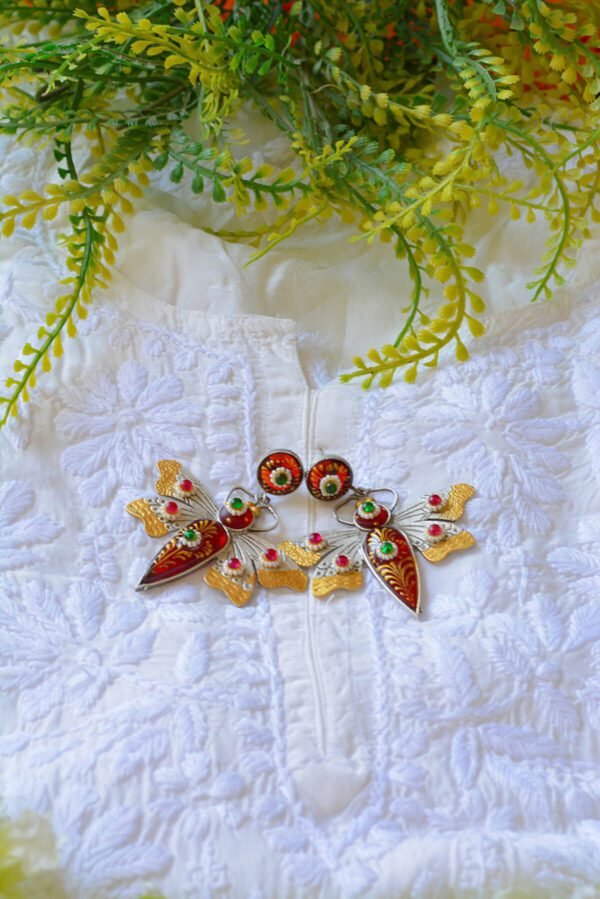 Pretty Antique Style Tanjore Butterfly Earrings