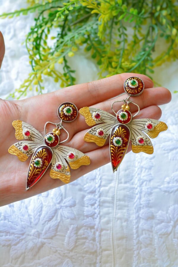 Pretty Antique Style Tanjore Butterfly Earrings