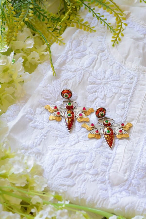 Pretty Antique Style Tanjore Butterfly Earrings