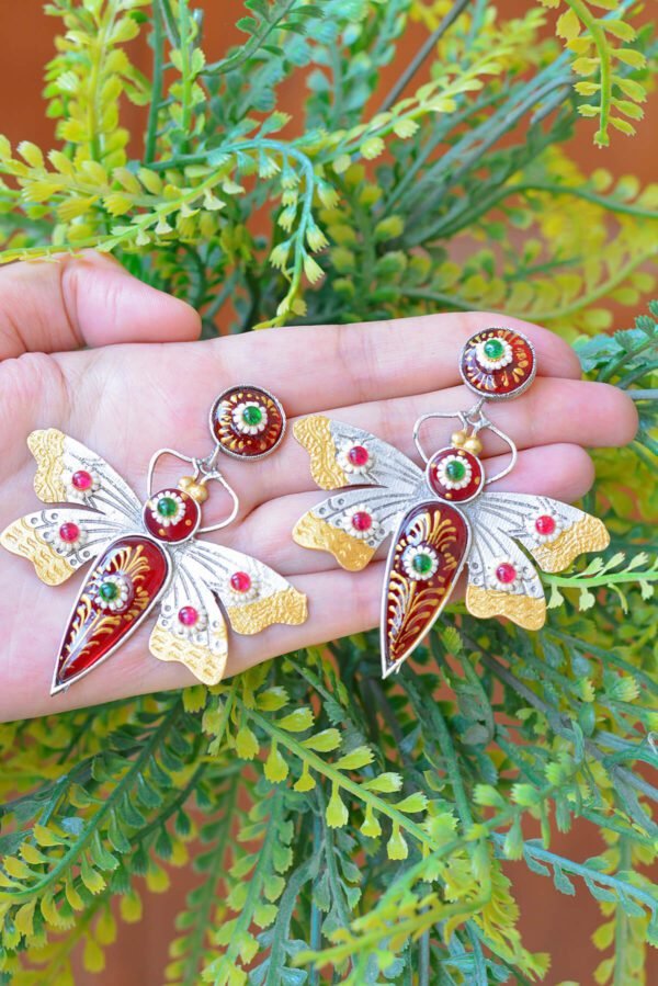 Pretty Antique Style Tanjore Butterfly Earrings