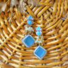 Unique Diamond Shaped Blue Royal Look Earrings