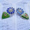 Antique Style Meenakari Blue Green Mutistone Earrings