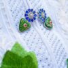 Antique Style Meenakari Blue Green Mutistone Earrings