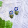 Antique Style Meenakari Blue Green Mutistone Earrings