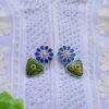 Antique Style Meenakari Blue Green Mutistone Earrings